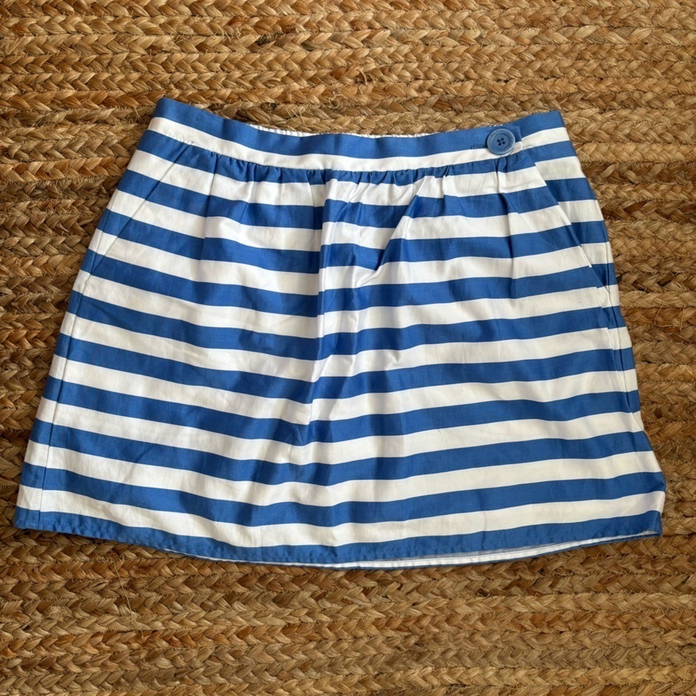 Lilly Pulitzer Blue & White Striped Preppy “Mimosa” mini skirt size Medium
